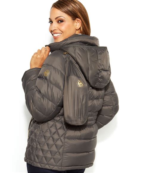 michael kors puffer jacket grey|Michael Kors packable puffer.